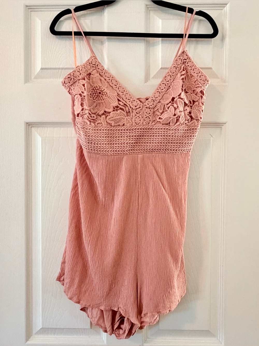 Aeropostale Dusty Pink Lace-Trim Sleep Romper